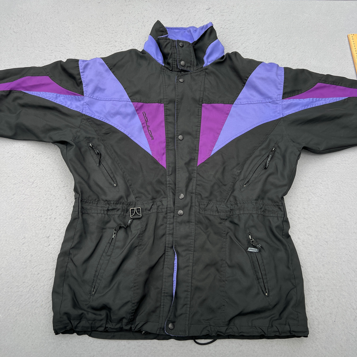 Vintage Couloir Ski Jacket Mens XXL 80s 90s Retro Colorblock Purple Black Neon