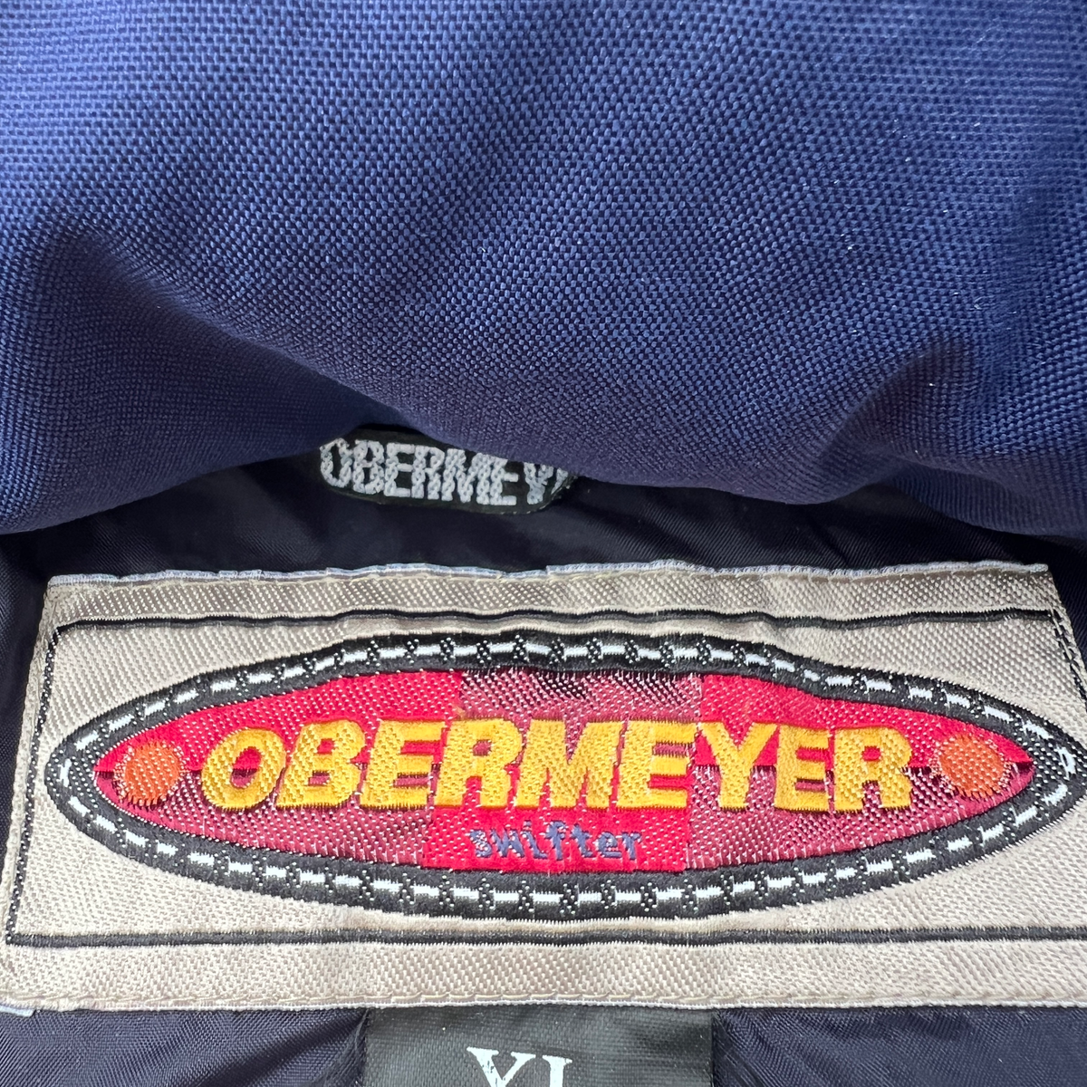 VTG 90s Obermeyer Ski Jacket Unisex XL Blue Abstract Anorak Pullover Windbreaker
