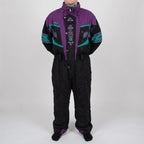 Vintage Reusch One Piece Ski Suit Mens XL Retro 90s Black Purple Teal Snowsuit