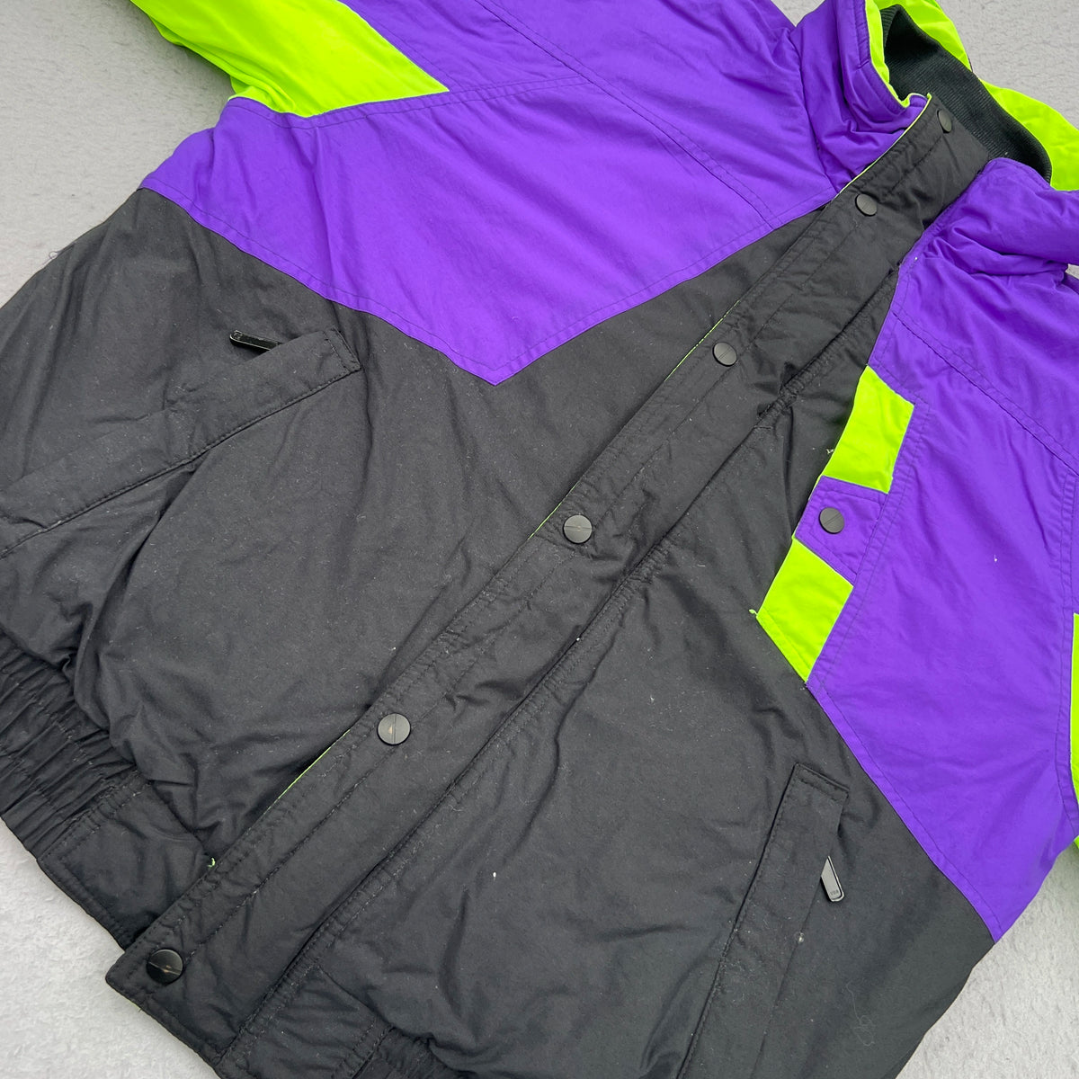 Inside Edge Men’s Size M 90’s Colourblock Black Purple Green Ski Snowboard Jacket