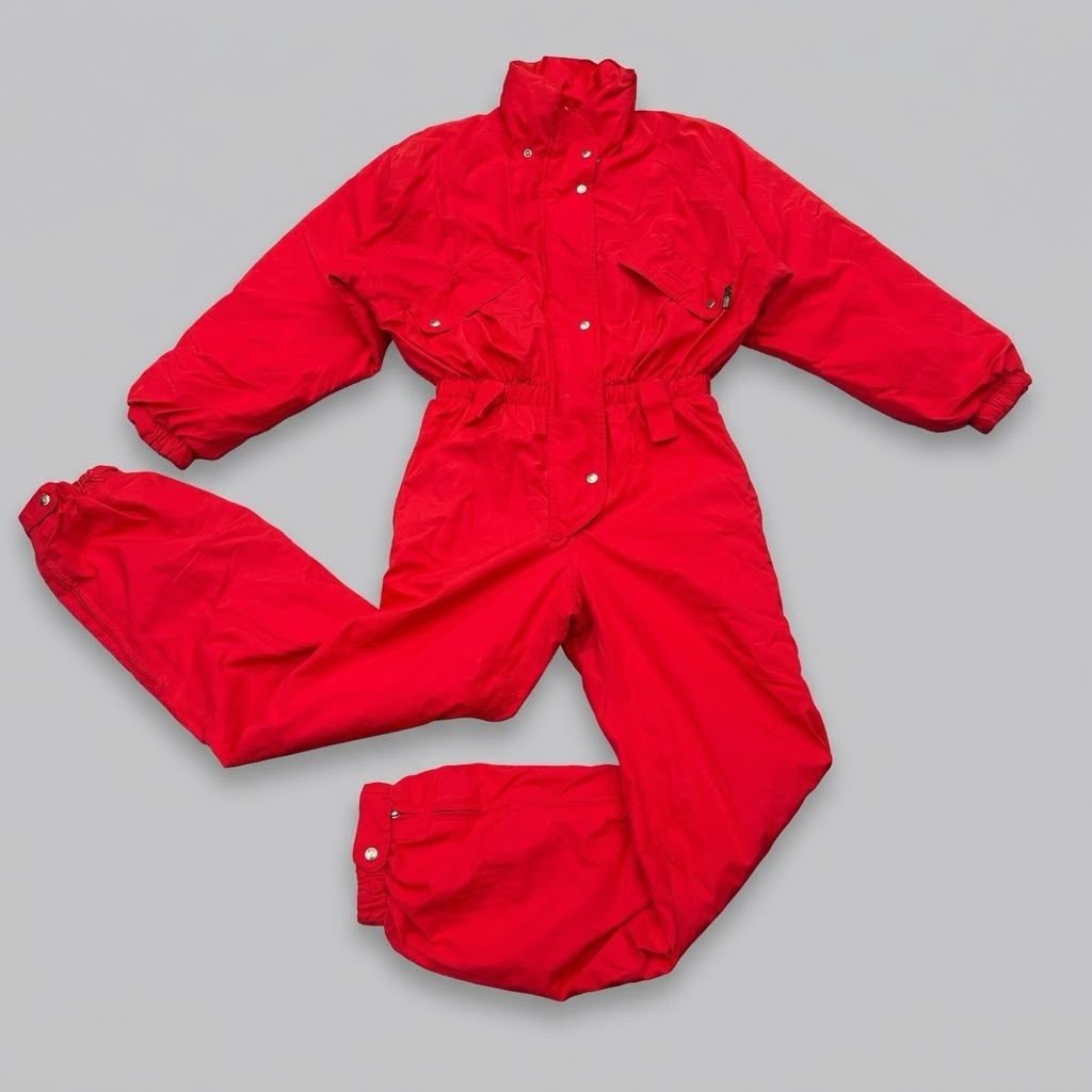 Vtg Manudieci Italy Luxury Goose Down Gore-Tex Ski Suit Red UK 8