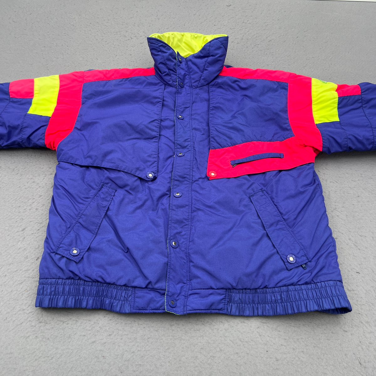 Vintage 80’s CB Sports Neon Color Block Shell Mens M Jacket Ski Blue Green Magenta