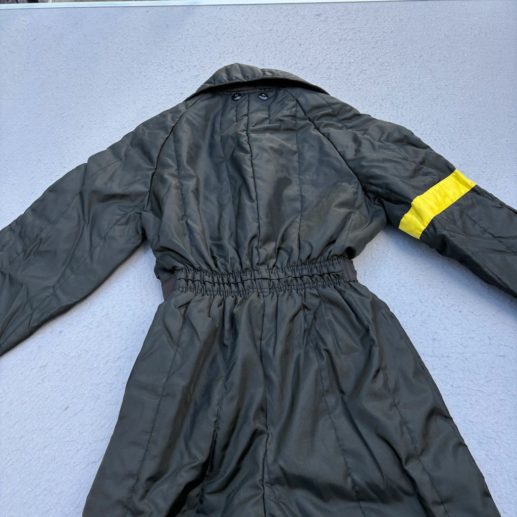 J C Penny 90’s Woman’s Size S One piece Ski Suit Jumpsuit Black With Yellow Accent