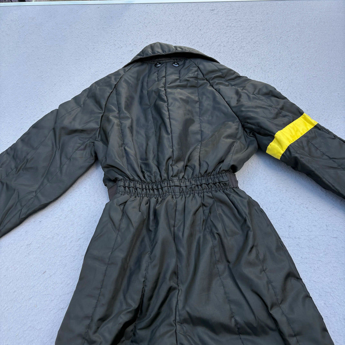 J C Penny 90’s Woman’s Size S One piece Ski Suit Jumpsuit Black With Yellow Accent