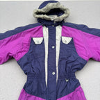 Skitique Girls Ski Suit Age 14 One Piece 80s 90s Purple Snowsuit Fit Woman’s XS