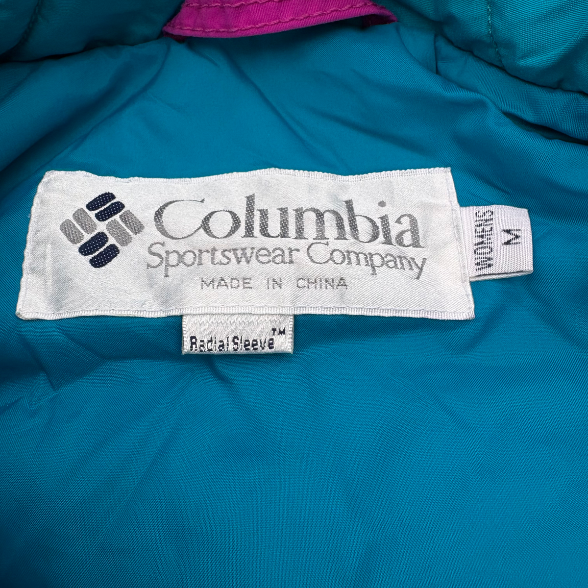 Vintage 90s Columbia One Piece Ski Suit Womens M Black Teal Pink Belted Radial Sleeve