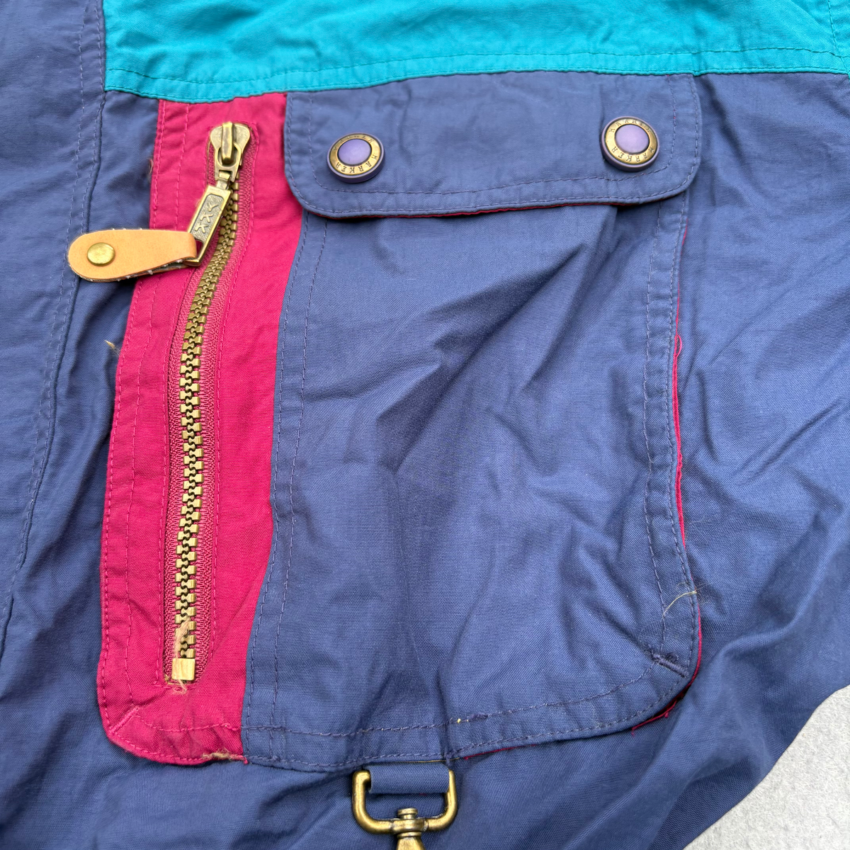 Vintage Marker Ski Suit Womens XL One Piece Colourblock Teal Navy 80s 90s Retro