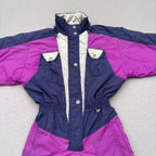 Skitique Girls Ski Suit Age 14 One Piece 80s 90s Purple Snowsuit Fit Woman’s XS