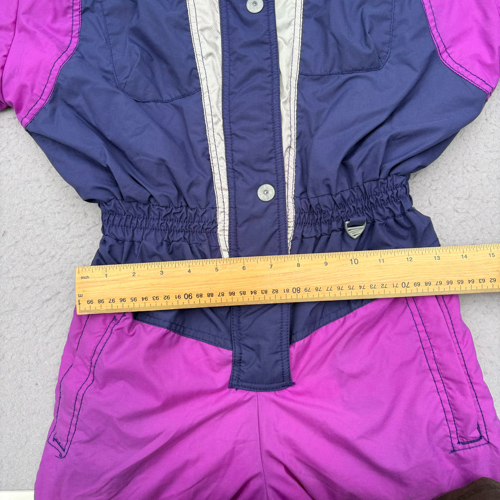 Skitique Girls Ski Suit Age 14 One Piece 80s 90s Purple Snowsuit Fit Woman’s XS
