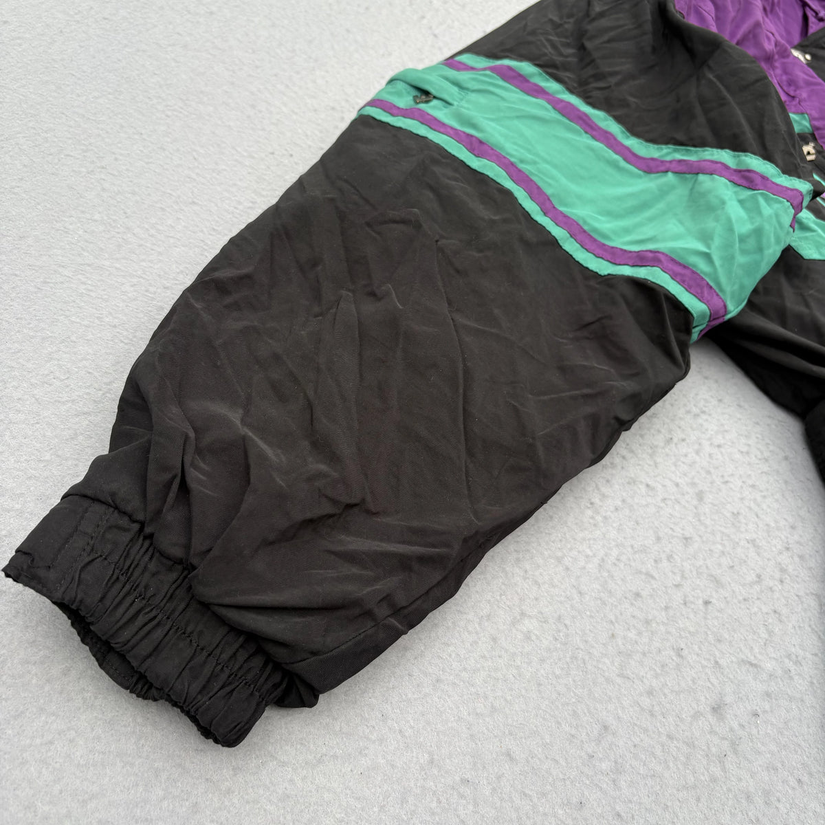 Vintage Reusch One Piece Ski Suit Mens XL Retro 90s Black Purple Teal Snowsuit
