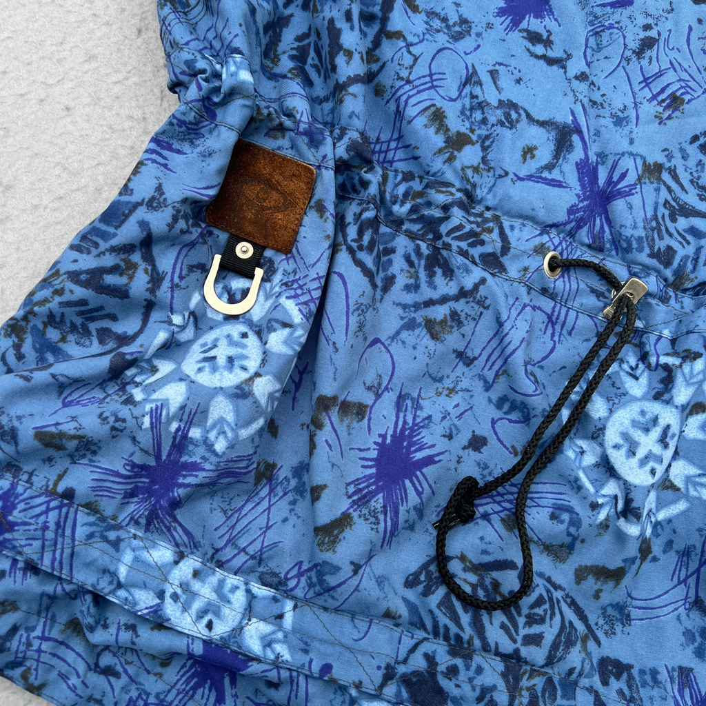 VTG 90s Obermeyer Ski Jacket Unisex XL Blue Abstract Anorak Pullover Windbreaker