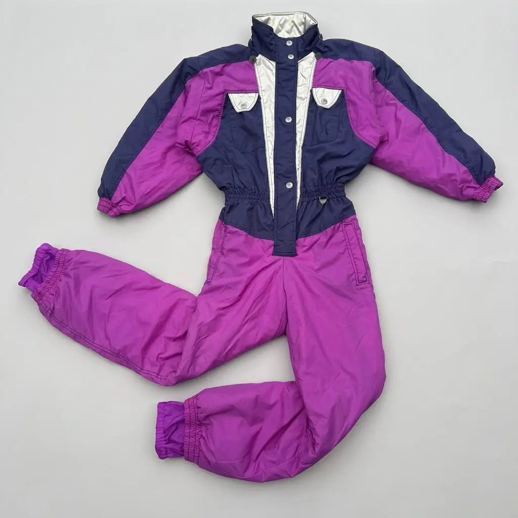 Skitique Girls Ski Suit Age 14 One Piece 80s 90s Purple Snowsuit Fit Woman’s XS