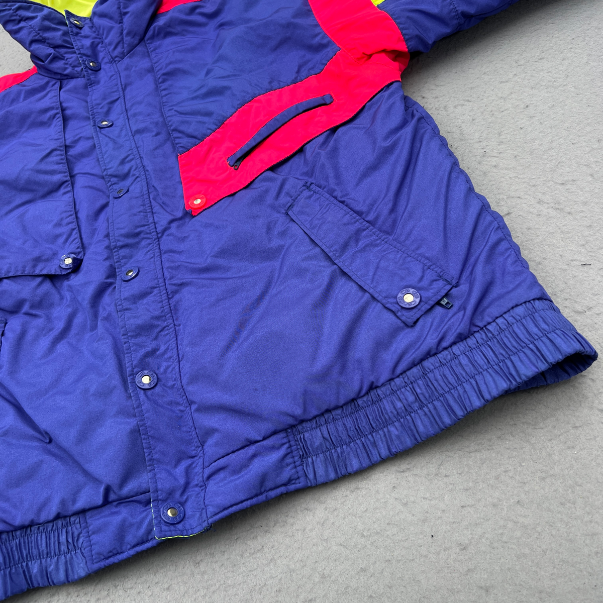 Vintage 80’s CB Sports Neon Color Block Shell Mens M Jacket Ski Blue Green Magenta