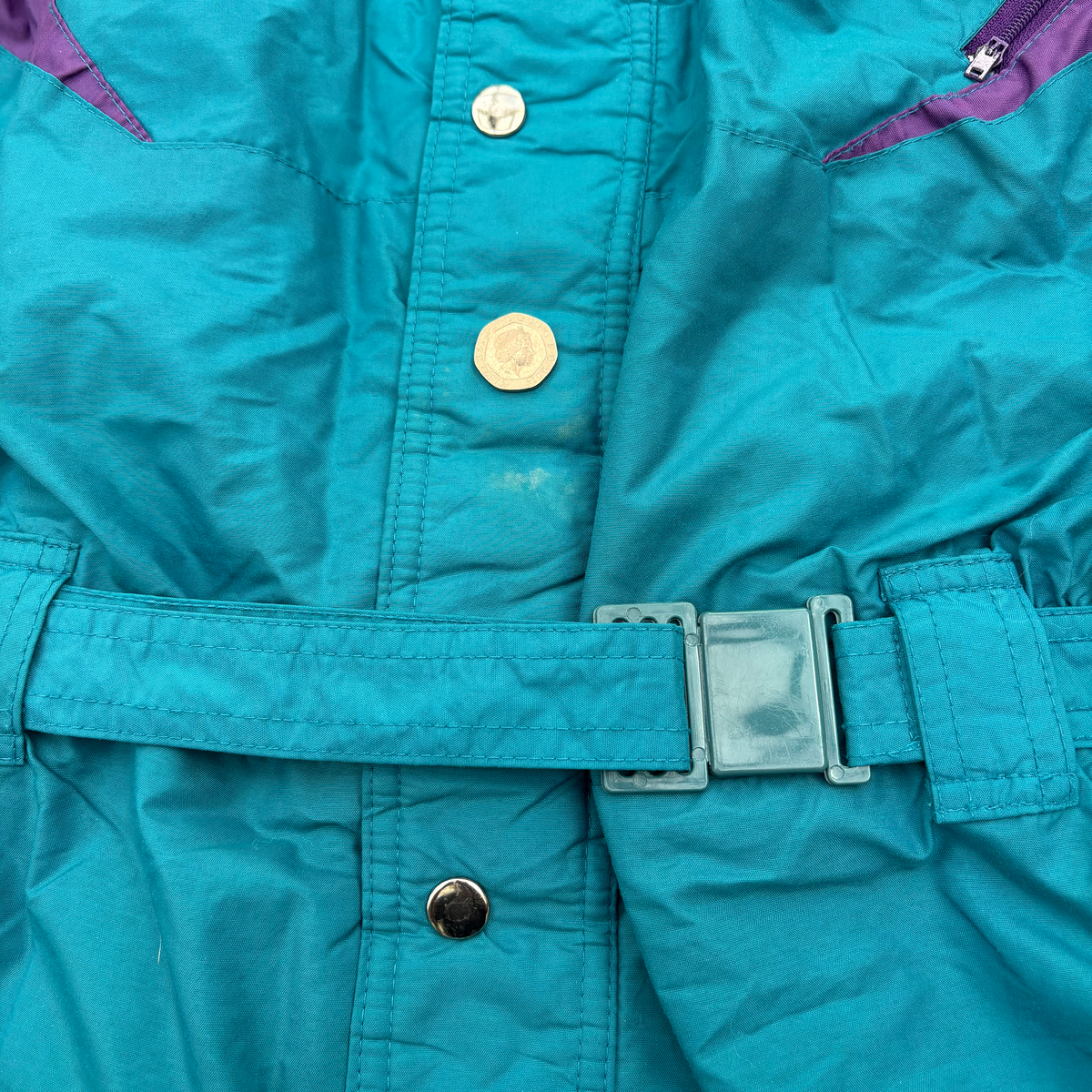 Polar Patrol 1980’s Hooded Men’s Size XL Green Red Black Nylon Baggy Ski Suit Jumpsuit
