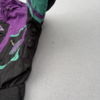 Vintage Reusch One Piece Ski Suit Mens XL Retro 90s Black Purple Teal Snowsuit