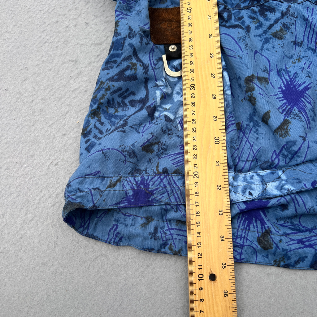 VTG 90s Obermeyer Ski Jacket Unisex XL Blue Abstract Anorak Pullover Windbreaker