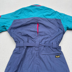 Vintage Marker Ski Suit Womens XL One Piece Colourblock Teal Navy 80s 90s Retro