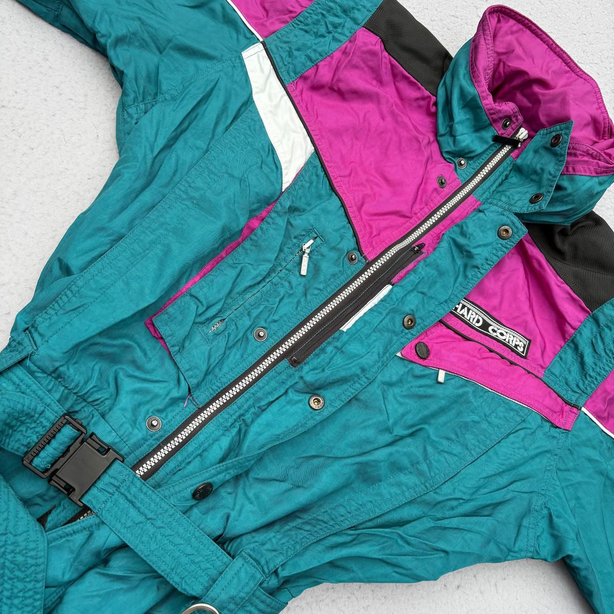 Vintage 90s Hard Corps Mens Size M Ski Suit One Piece All In One Teal Purple