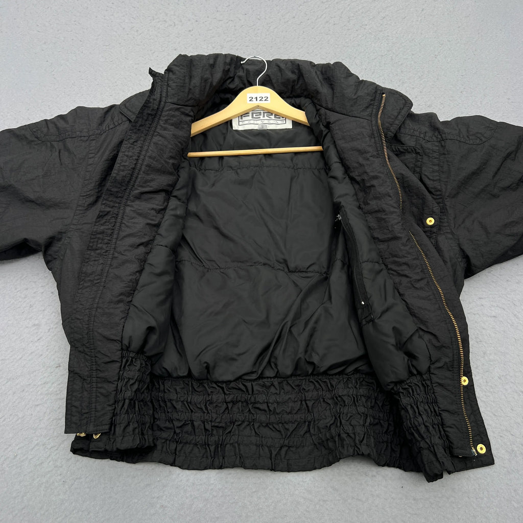 Late 80’s Fera Skiwear Woman’s Size 16 Double Breasted Cropped Black Jacket