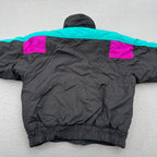Pro Sports Men’s Size M 90’s Colourblock Black Magenta Teal Ski Snowboard Jacket