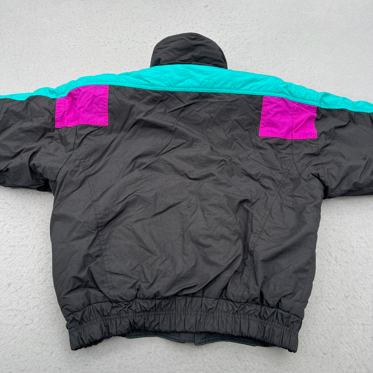 Pro Sports Men’s Size M 90’s Colourblock Black Magenta Teal Ski Snowboard Jacket