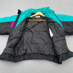 Pro Sports Men’s Size M 90’s Colourblock Black Magenta Teal Ski Snowboard Jacket