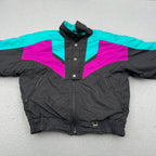 Pro Sports Men’s Size M 90’s Colourblock Black Magenta Teal Ski Snowboard Jacket